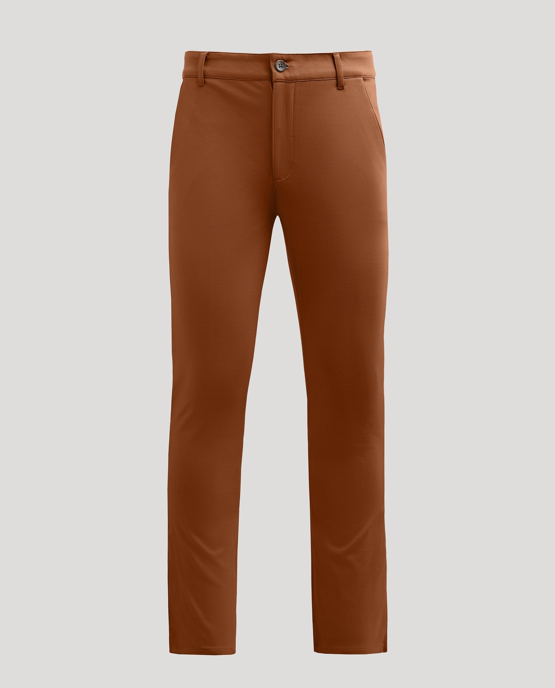 Pantory Suede Brown Slim Comfort Knit Chino Pant