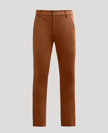 Pantory Suede Brown Slim Comfort Knit Chino Pant