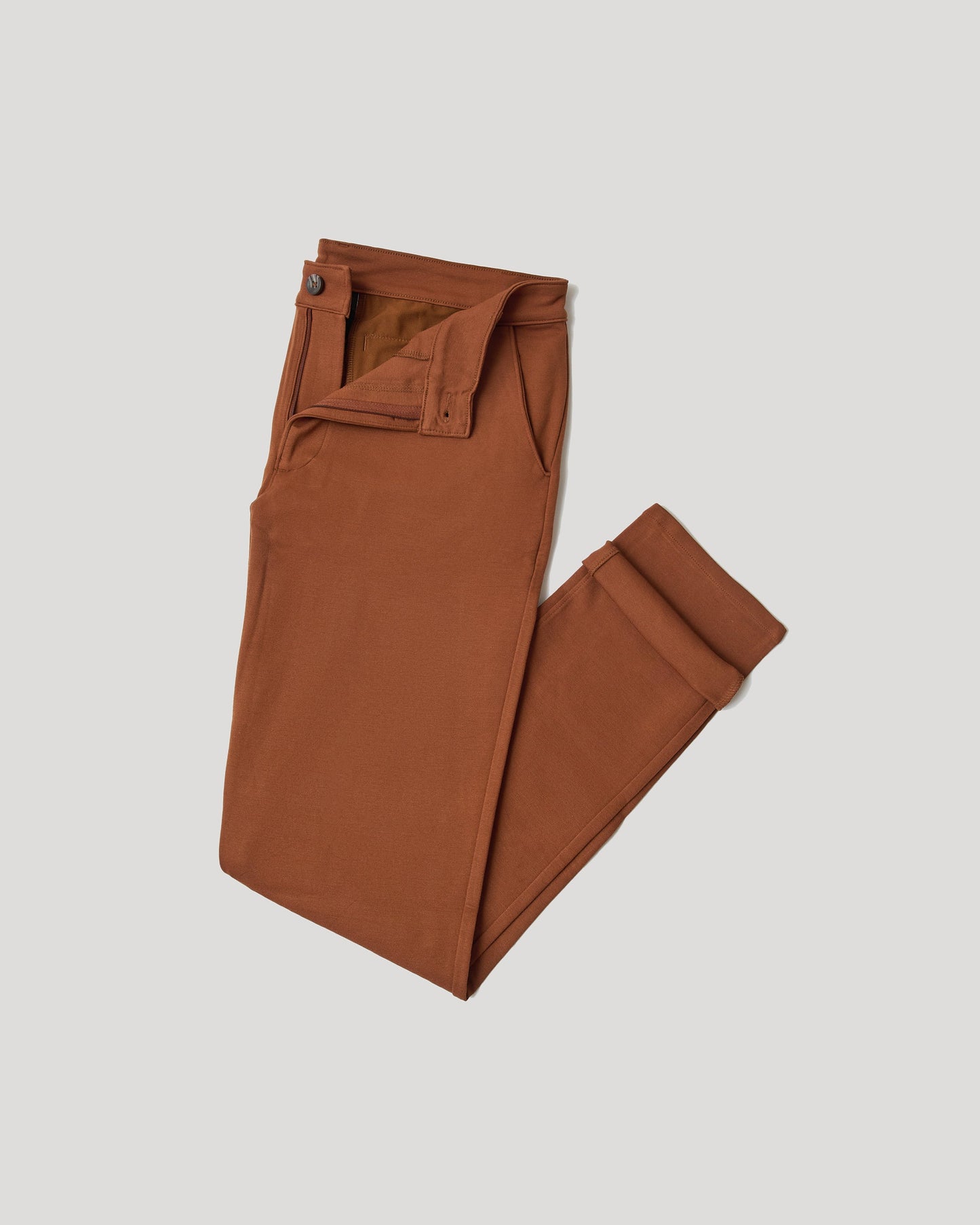 Pantory Suede Brown Slim Comfort Knit Chino Pant