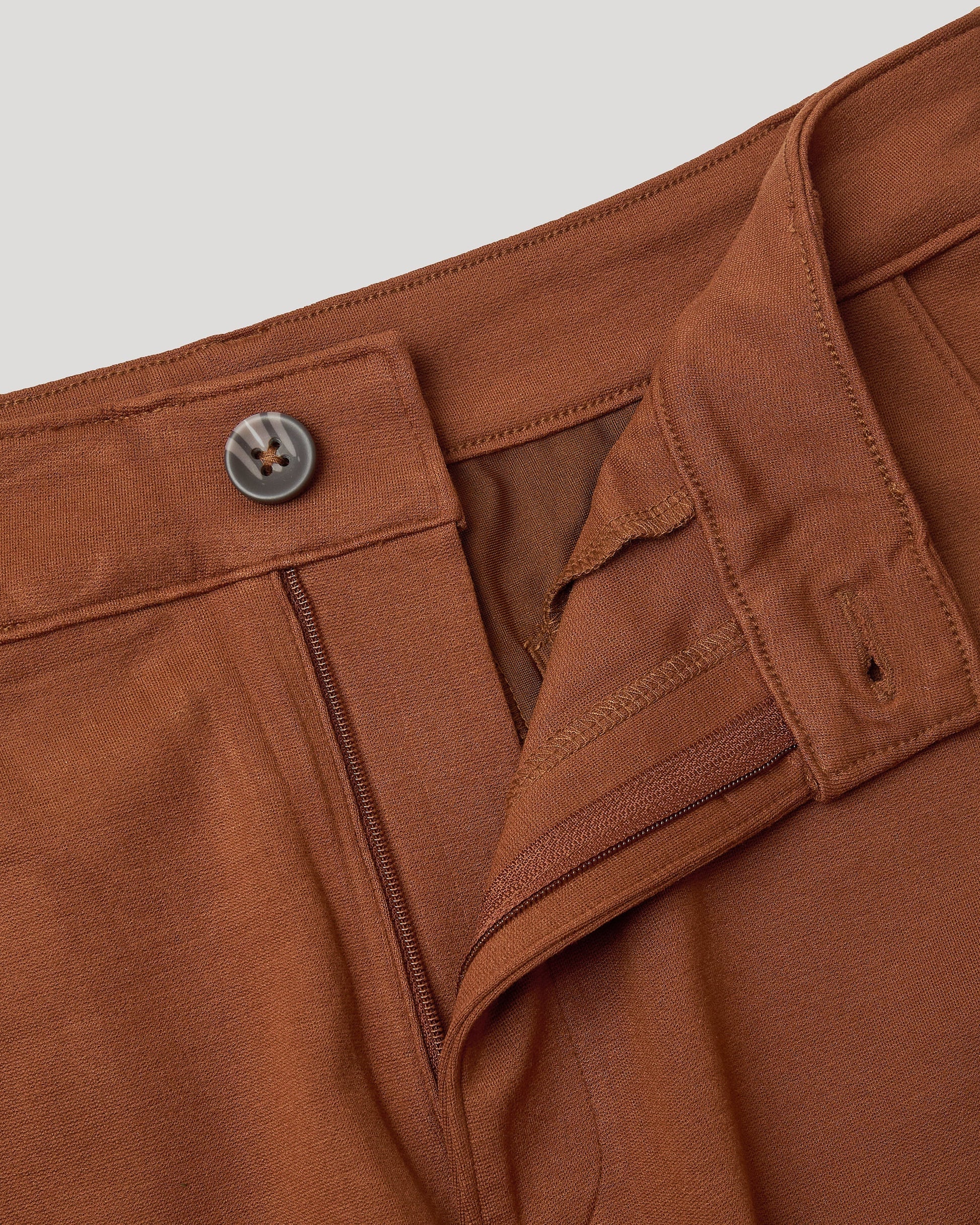 Pantory Suede Brown Slim Comfort Knit Chino Pant