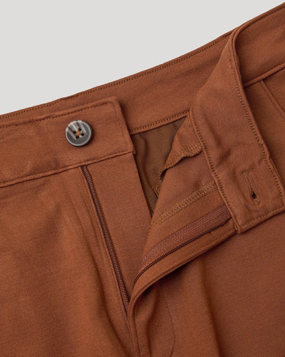 Pantory Suede Brown Slim Comfort Knit Chino Pant