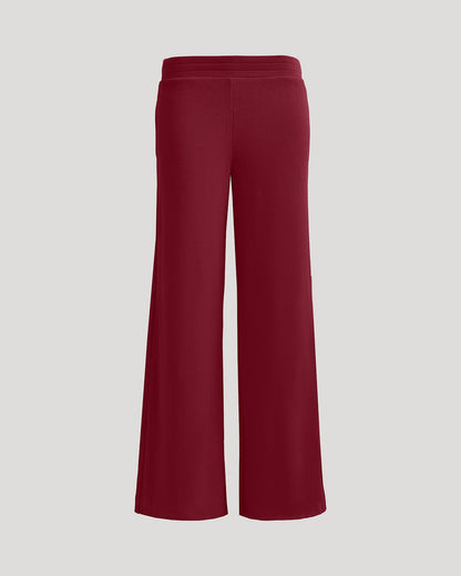 Pantory Women's Dark Maroon Waffle Wide Leg Pants