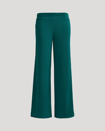 Pantory Women's Deep Emerald Waffle Wide Leg Pants