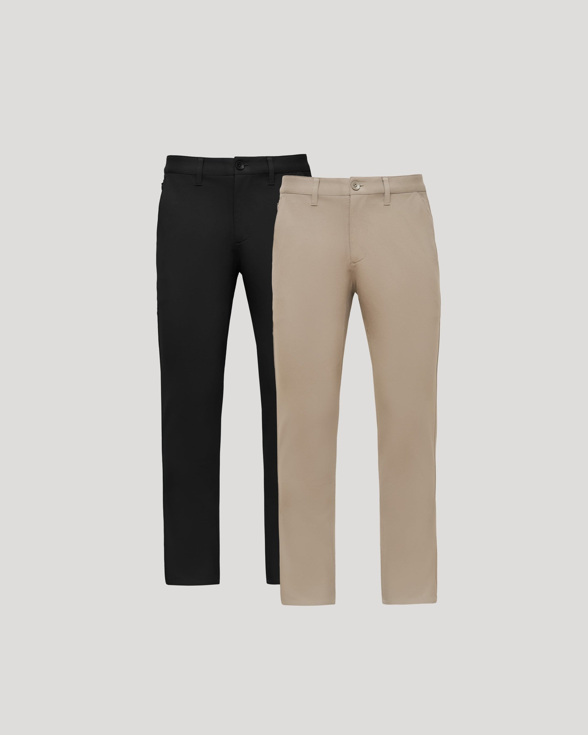 Pantory Black & Khaki Straight Chino Pants 2-Pack