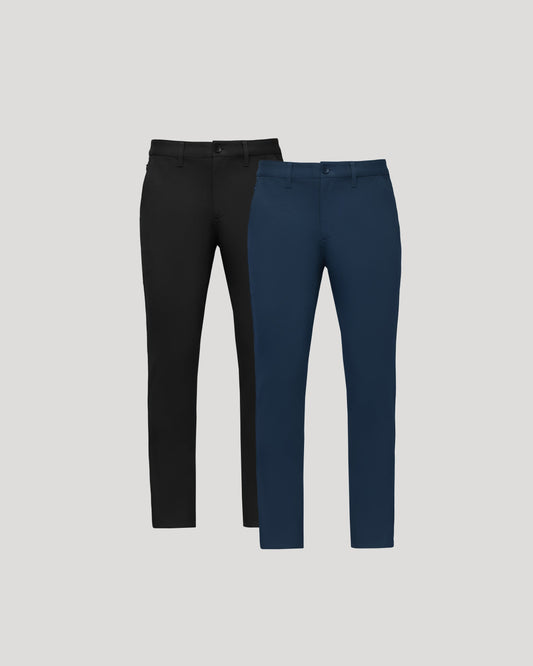 Pantory Black & Navy Slim Chino Pants 2-Pack