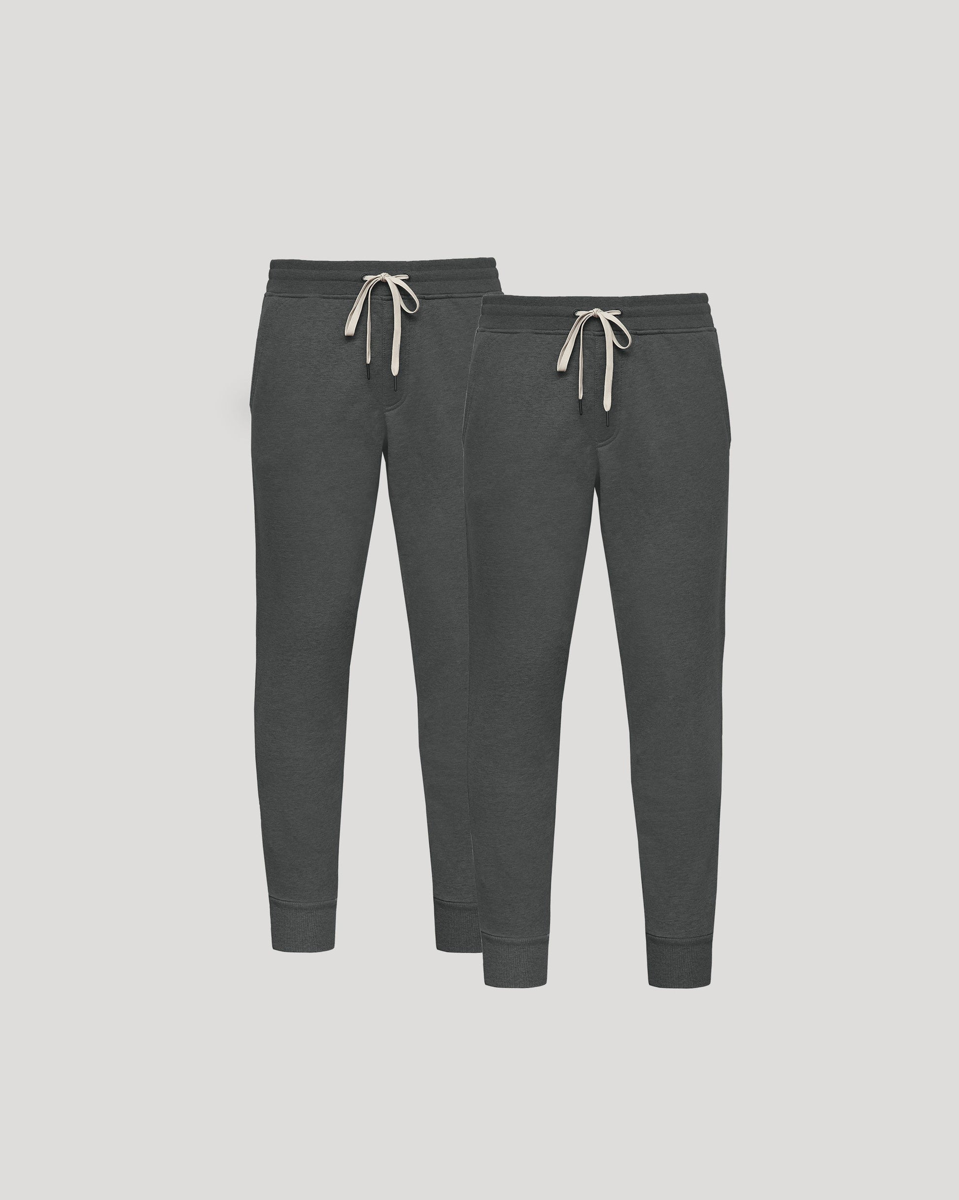 Pantory Charcoal Heather Gray Fleece French Terry Joggers 2-Pack
