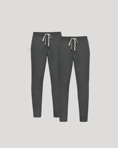 Pantory Charcoal Heather Gray Fleece French Terry Joggers 2-Pack