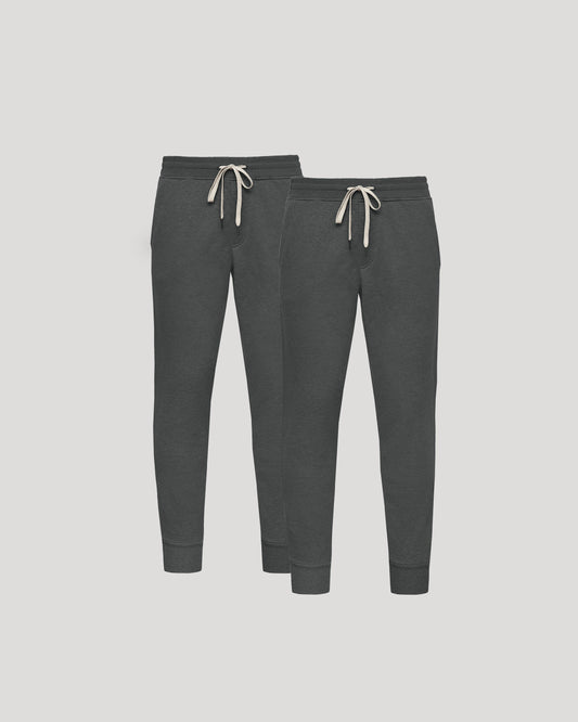 Pantory Charcoal Heather Gray Fleece French Terry Joggers 2-Pack