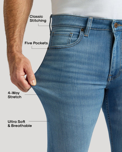Pantory Medium Indigo Wash Slim Stretch Jeans