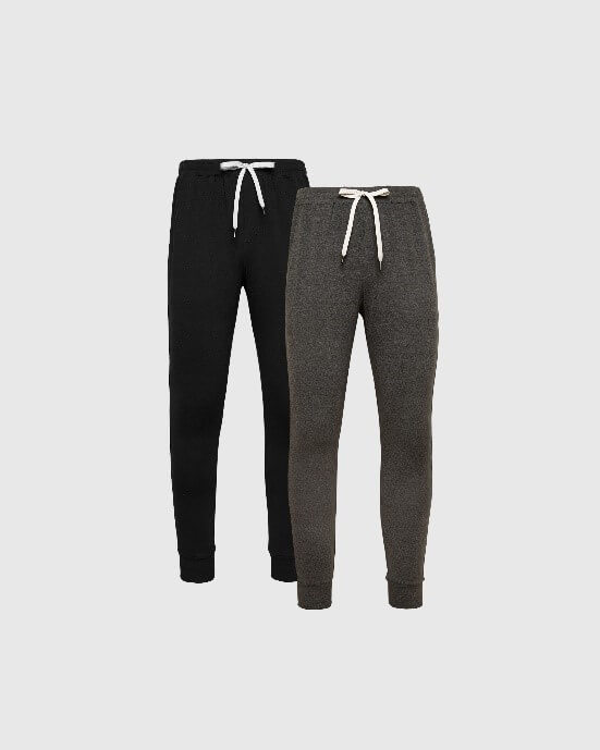 Pantory Black & Charcoal Heather Gray Active Joggers 2-Pack