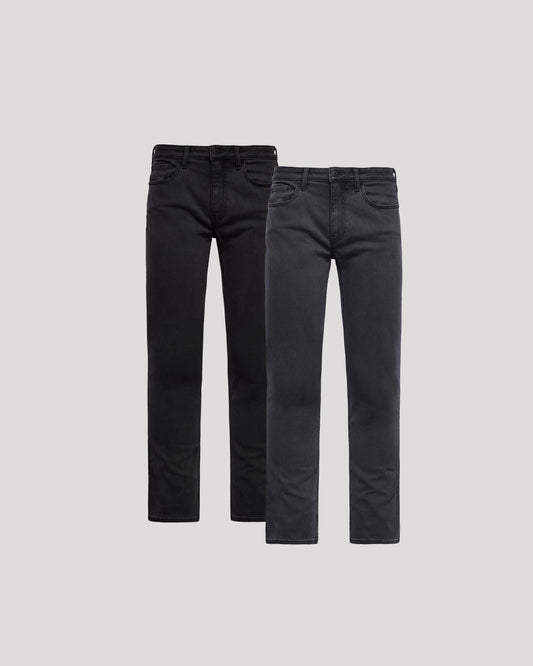 Pantory Black & Gray Wash Straight Stretch Jeans 2-Pack