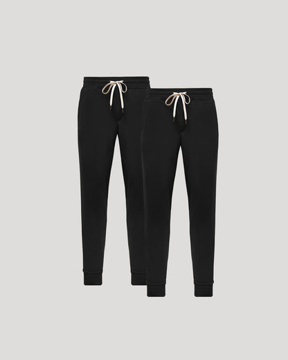 Pantory Black Fleece French Terry Joggers 2-Pack