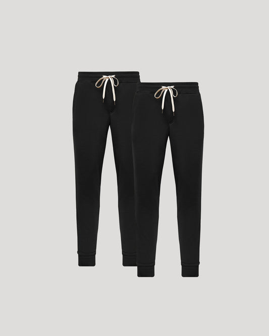 Pantory Black Fleece French Terry Joggers 2-Pack