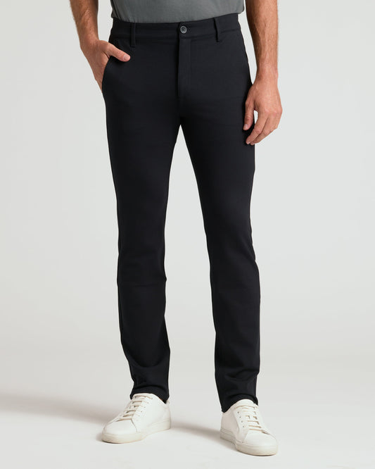 Pantory Black Slim Comfort Knit Chino Pant
