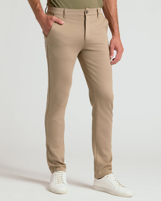 Pantory Khaki Slim Comfort Knit Chino Pant