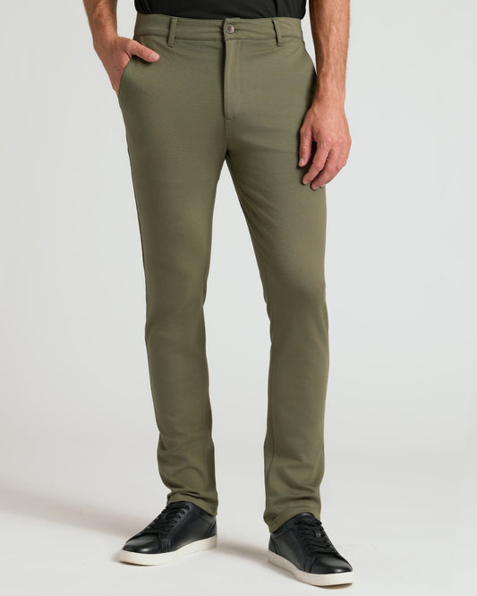 Pantory Military Green Slim Comfort Knit Chino Pant