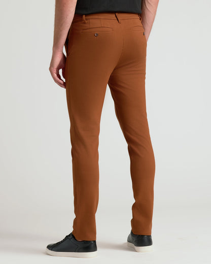 Pantory Suede Brown Slim Comfort Knit Chino Pant