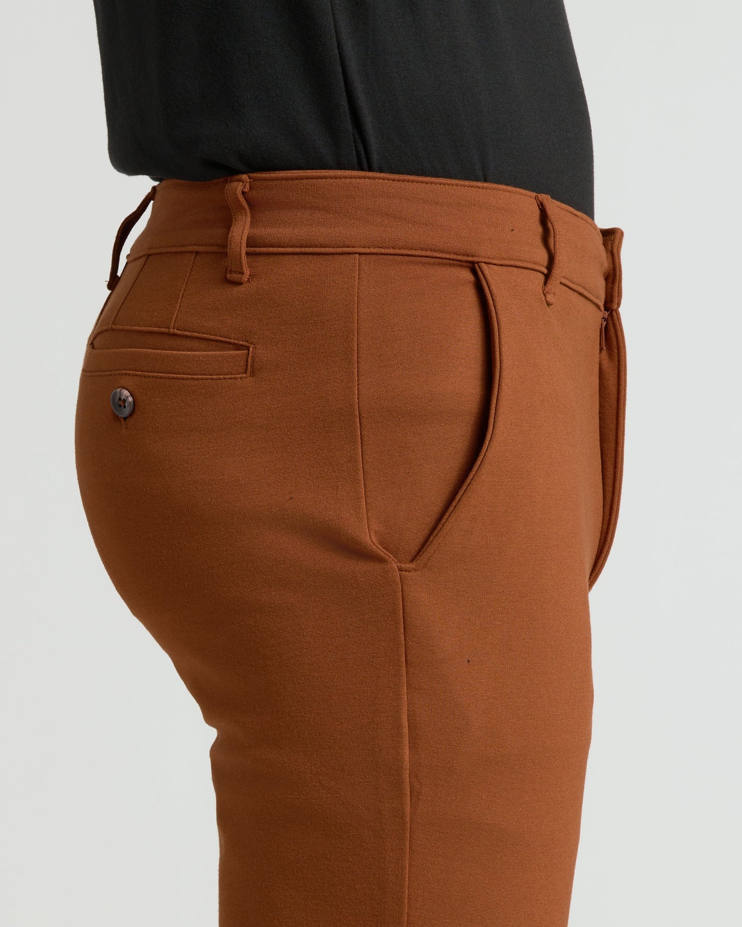 Pantory Suede Brown Slim Comfort Knit Chino Pant