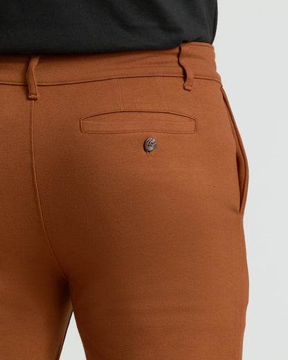 Pantory Suede Brown Slim Comfort Knit Chino Pant