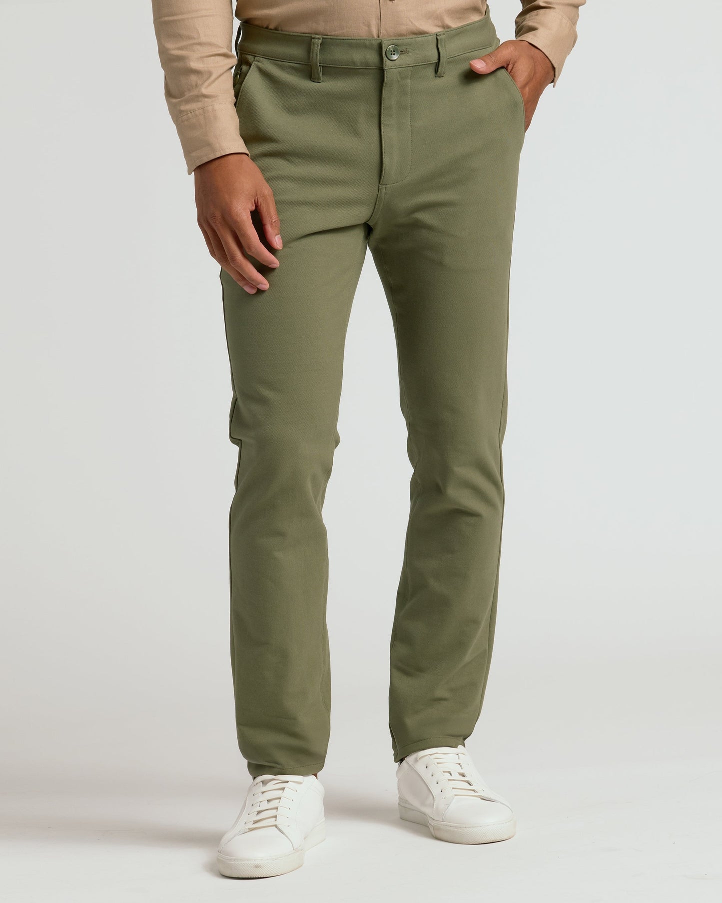 Pantory Military Green Slim Chino Pants