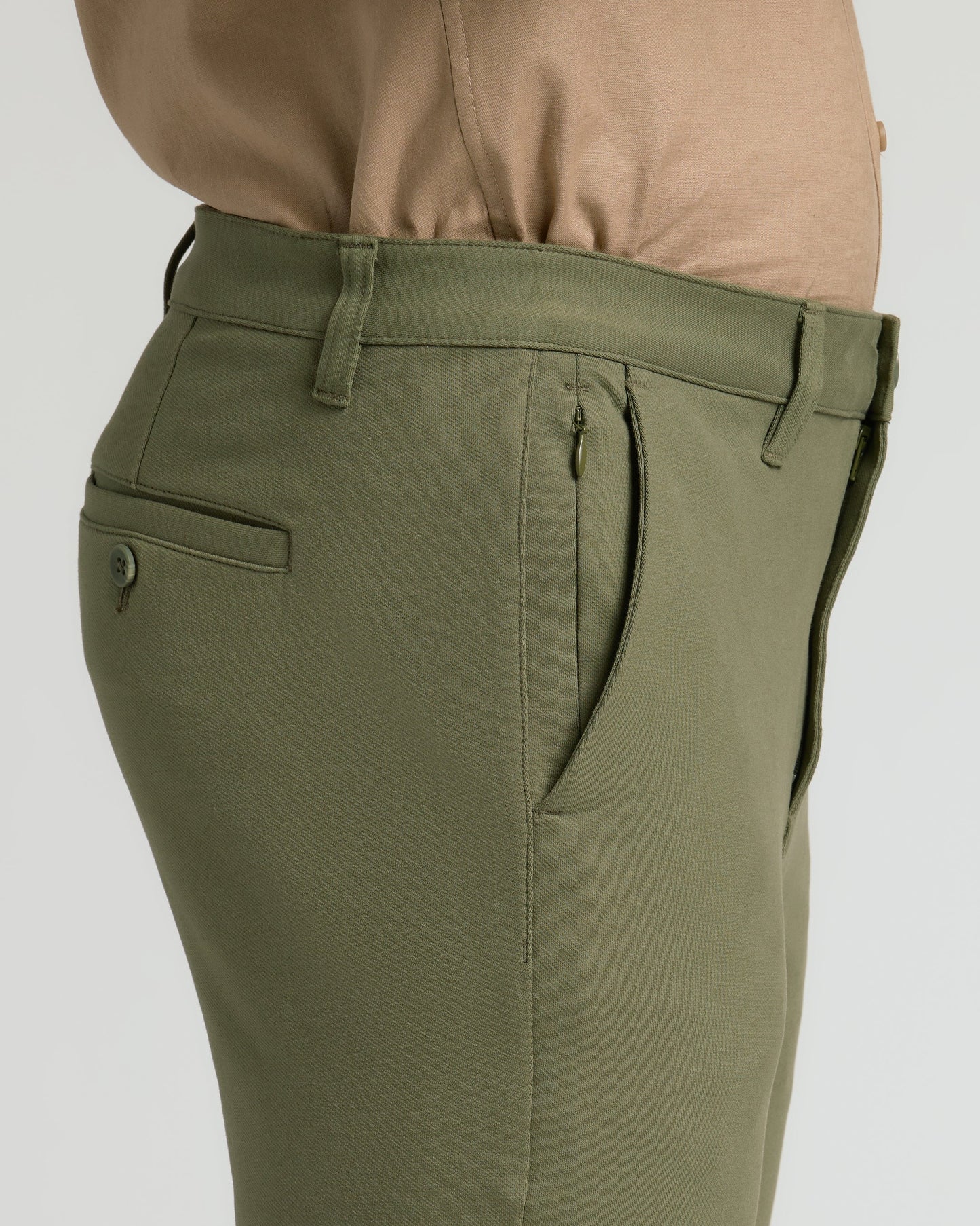 Pantory Military Green Slim Chino Pants