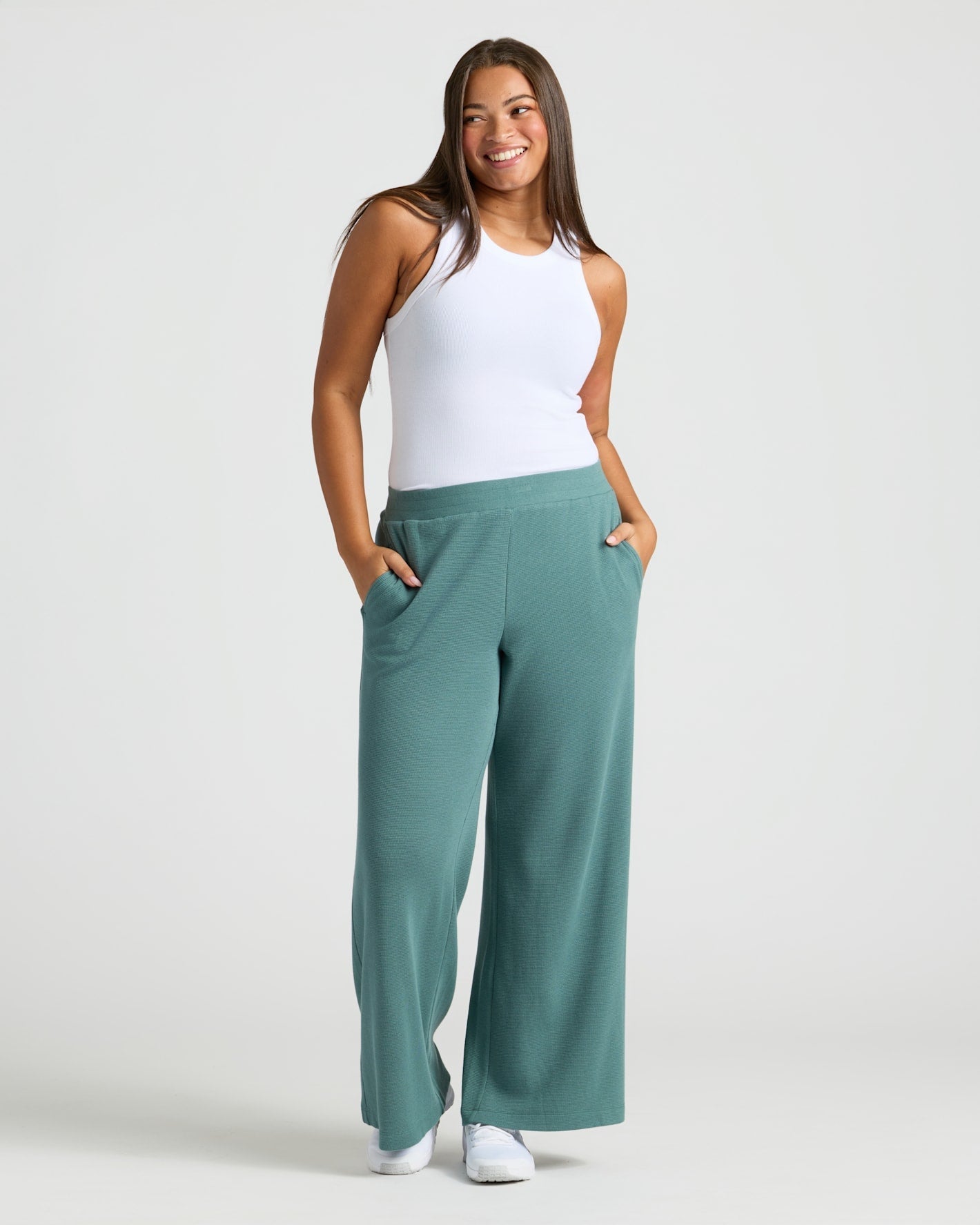 Pantory Women's Stormcloud Waffle Wide Leg Pants