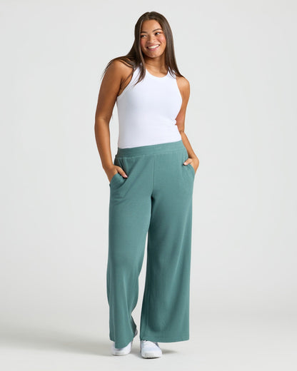 Pantory Women's Stormcloud Waffle Wide Leg Pants