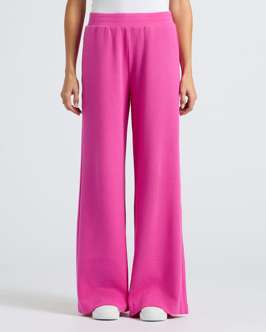 Pantory Women's Electric Fuchsia Waffle Wide Leg Pants