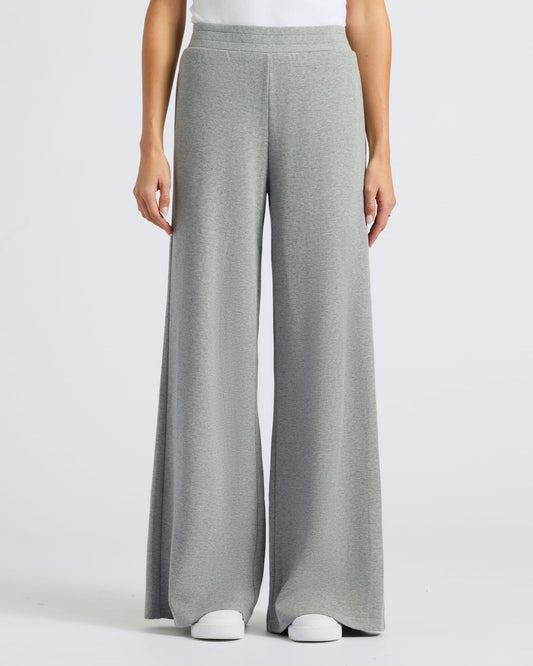 Pantory Women's Heather Gray Waffle Wide Leg Pants